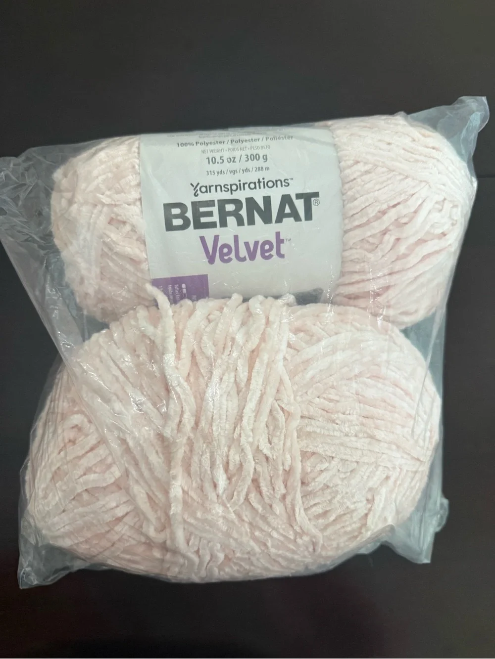 Yarbspirations Bernat Velvet Plush Yarn - Blush Pink 2 Skeins